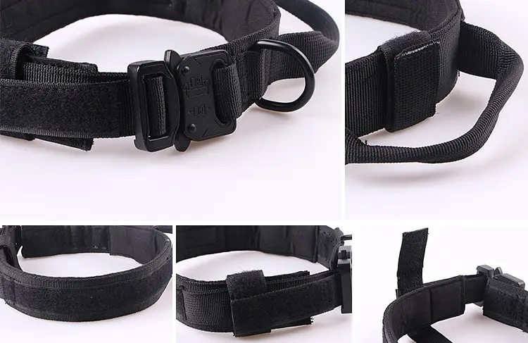 Нашийник для собак з повідцем Harness, нейлоновий з металевою пряжкою-фастекс Чорний, M - фото 4