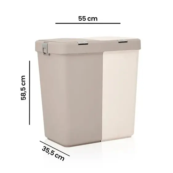 Кошик для білизни Motek подвійний бежевий/молочний 40+40 л (MT-09) - фото 6