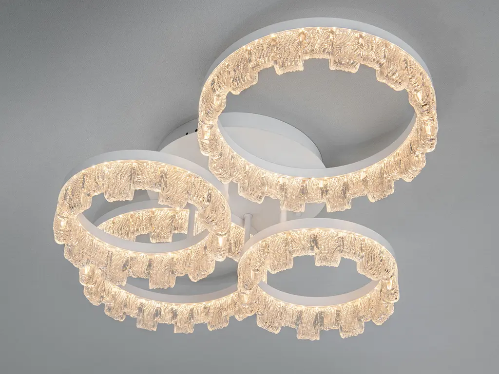 Сучасна стельова LED-люстра Diasha MX78204-2+2WH 105W, чотири кільця, 3 режими світла, 72×51 см - фото 3