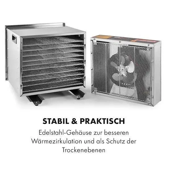 Дегидратор-сушилка для овощей фруктов Klarstein Master Jerky Steel 10 (10028437) - фото 7