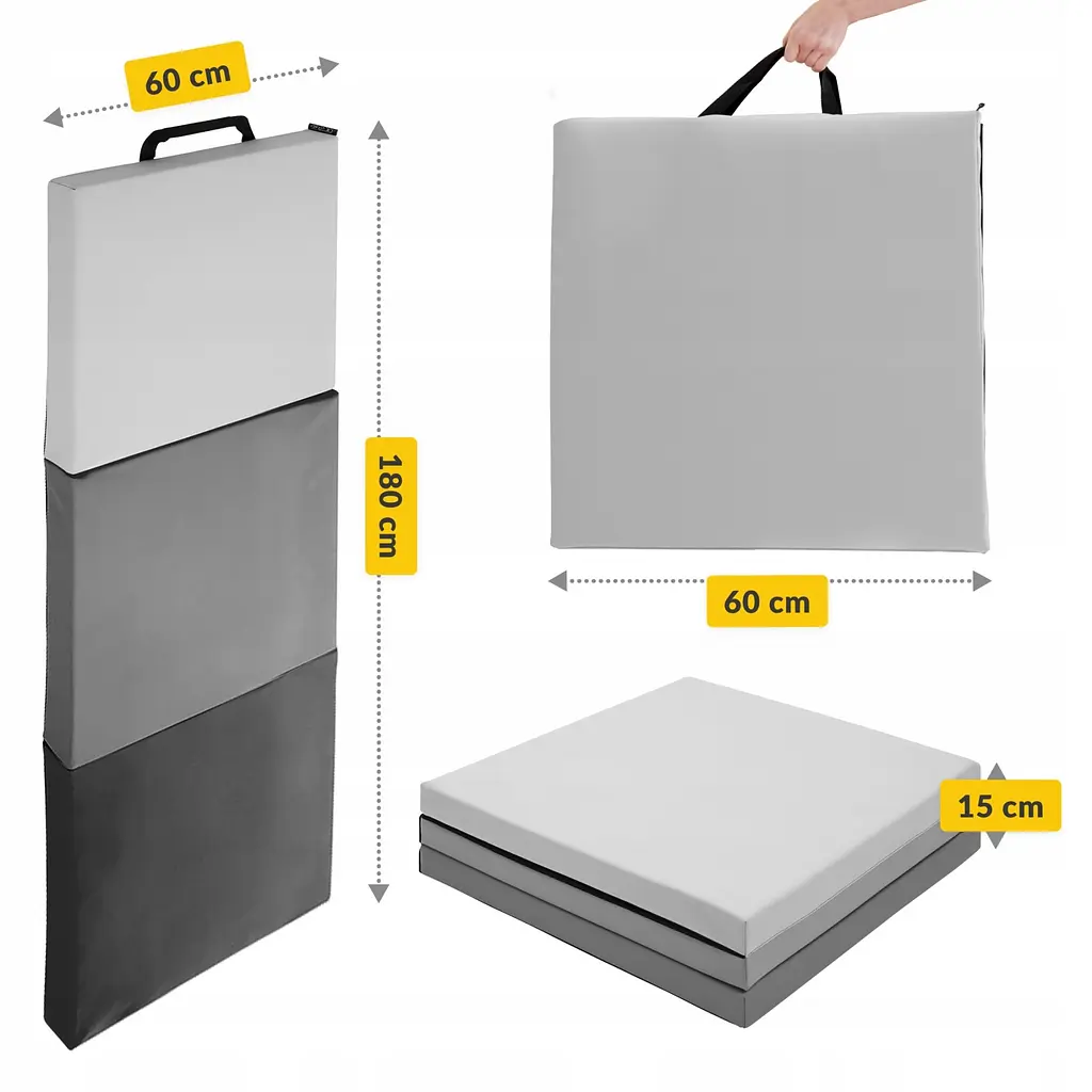 Мат гімнастичний складаний 4FIZJO 180 x 60 x 5 см 4FJ0571 Black/Grey (P-5907739319692) - фото 13
