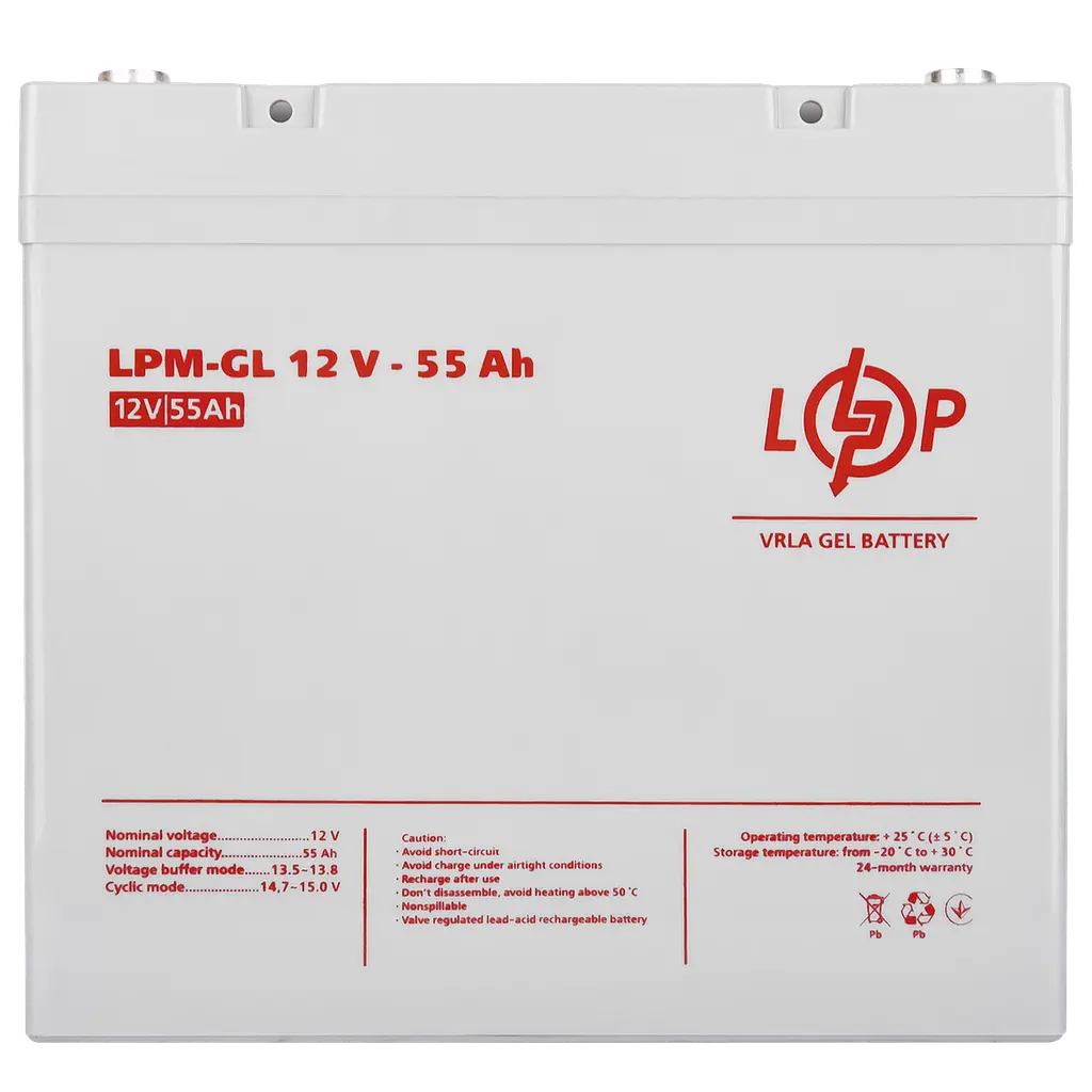 Аккумулятор гелевой LogicPower LPM-GL 12 V - 55 Ah (LP15266) - фото 3