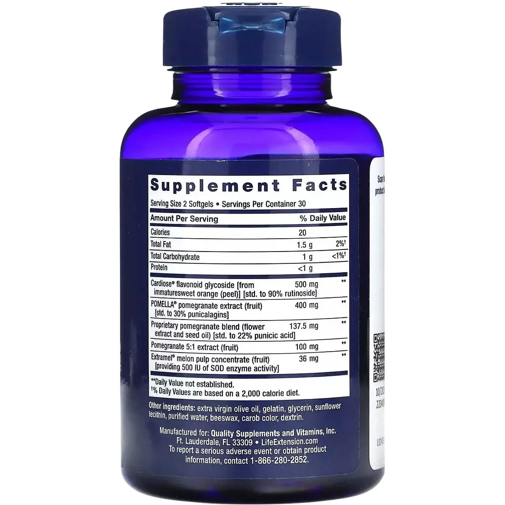 Артеріальна підтримка з гранатом Life Extension Endothelial Defense Pomegranate Plus 60 капсул - фото 2