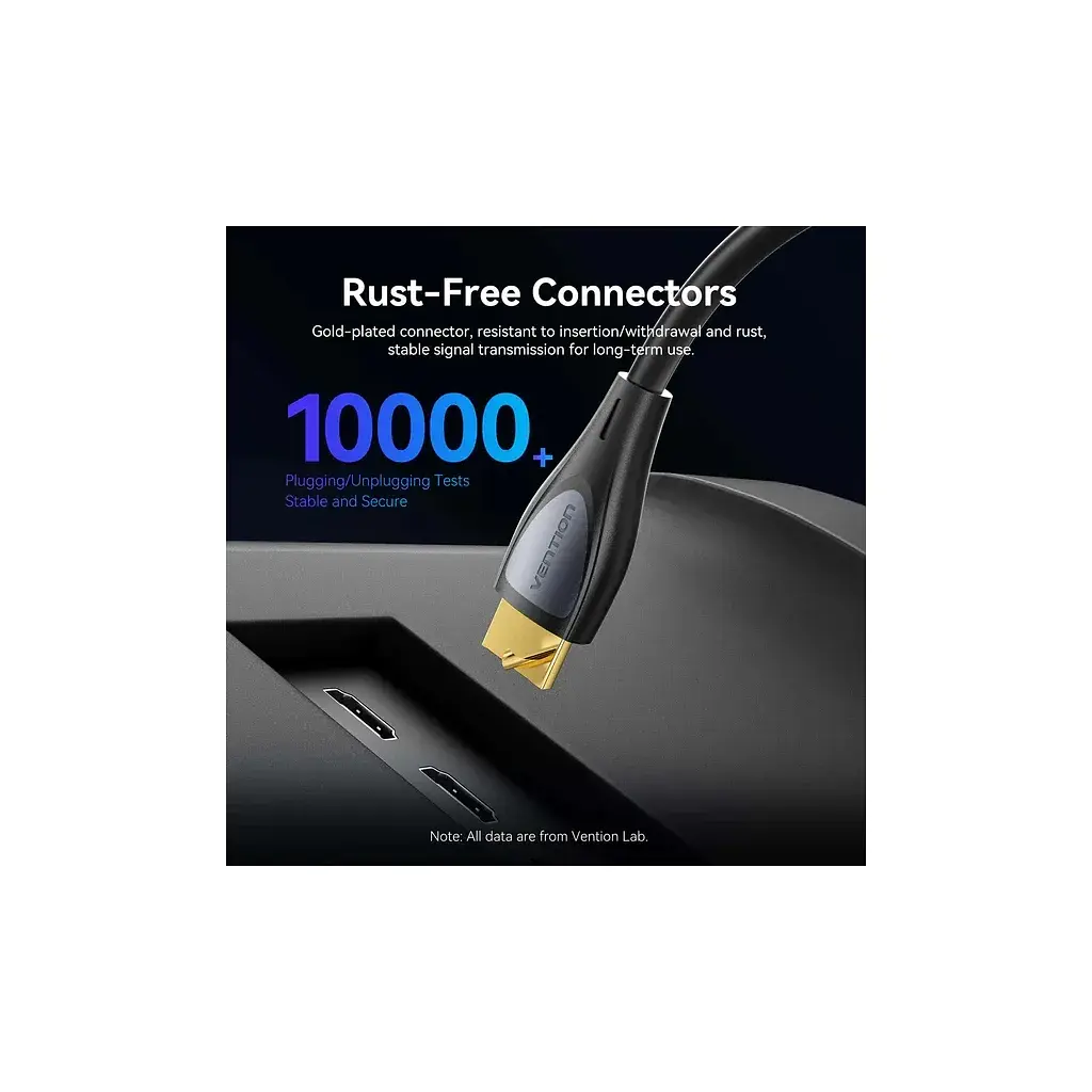 Кабель мультимедійний HDMI M to HDMI M 1.0m 4K60Hz 90° corner black Vention (ALRBF) - фото 12