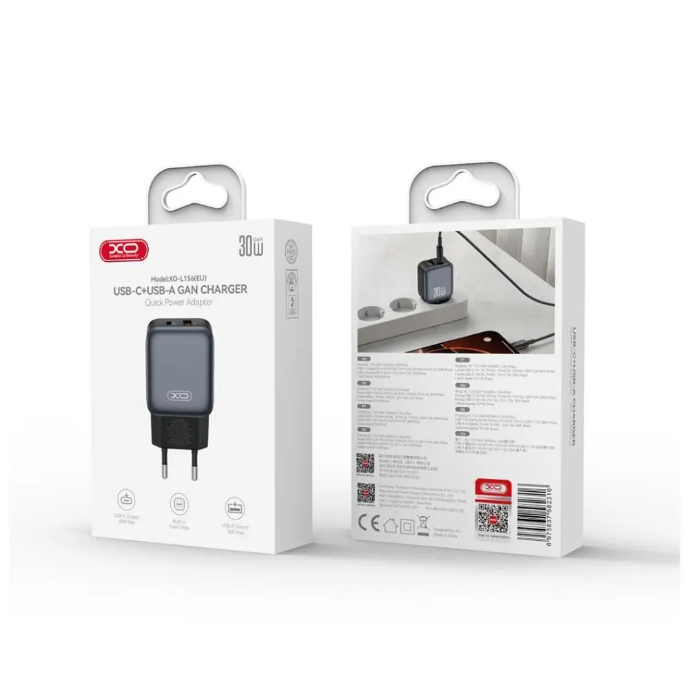Адаптер питания зарядное устройство XO L156 30 W 2 порта USB-A + USB-C - фото 5
