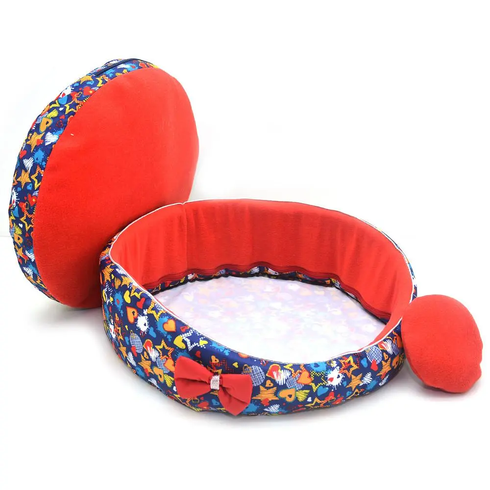 Лежак для котів та собак Zoo-hunt Зірочка синій №4 d-700 h-155 мм - фото 2