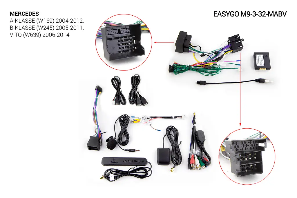 Штатна автомагнітола EasyGo M9-3-32-MABV Mercedes A-klasse (W169) 2004-2012, B-klasse (W245) 2005-2011, Vito (W639) 2006-2014 - фото 5