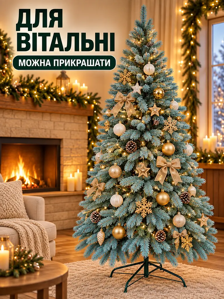 Лита штучна ялинка YaLINKA BB15 Верховина 150 см на металевій підставці, блакитна (49676432) - фото 8