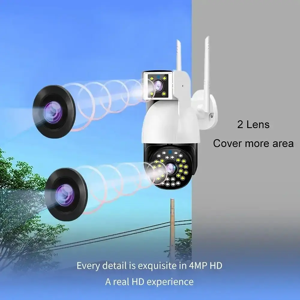 Бездротова камера Grant Dual Camera P12 Wi-Fi IP 360/90 V380PRO 3+3.0mp Поворотна вулиця з датчиком руху - фото 4