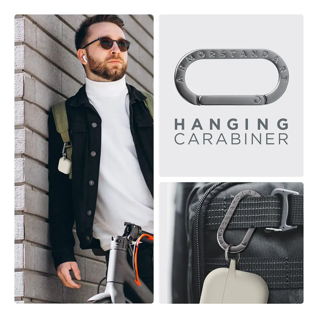 Силіконовий чохол для навушників Apple AirPods 3, Hang Case, бежевий, ультратонкий захисний кейс товщиною 2 мм, захист від подряпин, пилу та ударів, компактний, з карабіном для кріплення, ArmorStandart (ARM60307) - фото 6