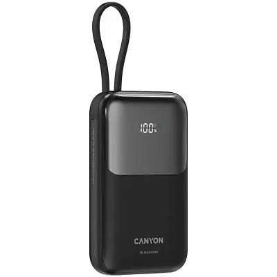 Батарея універсальна Canyon 10000mAh OnPower 101 PD/22.5W built-in cable Black (CNS-CPB101BK) - фото 3