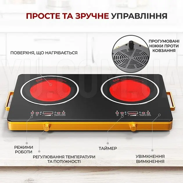 Електрична плита з двома інфрачервоними конфорками RAF 8088 (MER-15301_2302) - фото 5