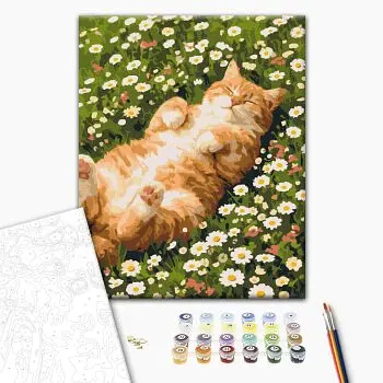 Картина за номерами: Котик у ромашках Brushme RBS1064 Різнокольоровий shop (9995482509893) - фото 2