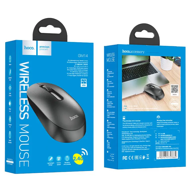 Маніпулятор миша HOCO GM14 Platinum 2.4G business wireless mouse Black - фото 2