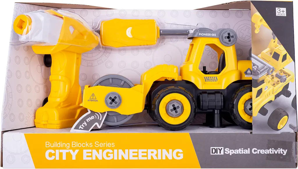 Конструктор DIY Spatial Creativity Каток LM8012-DZ-1 с электродвигателем, желтый (CJ-1365033) - фото 4