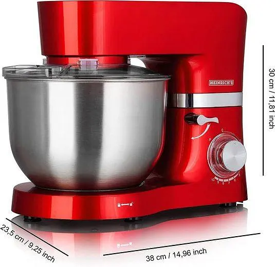Міксер планетарний-тестоміс Heinrich's HKM 6278 Red 6.5 л - фото 4