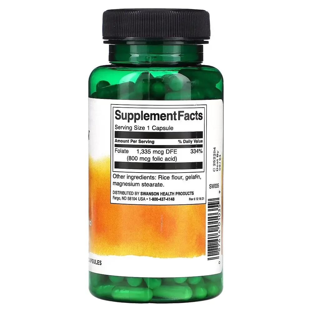 Фолиевая кислота Swanson Folic Acid 800 mcg, 250 капсул - фото 2