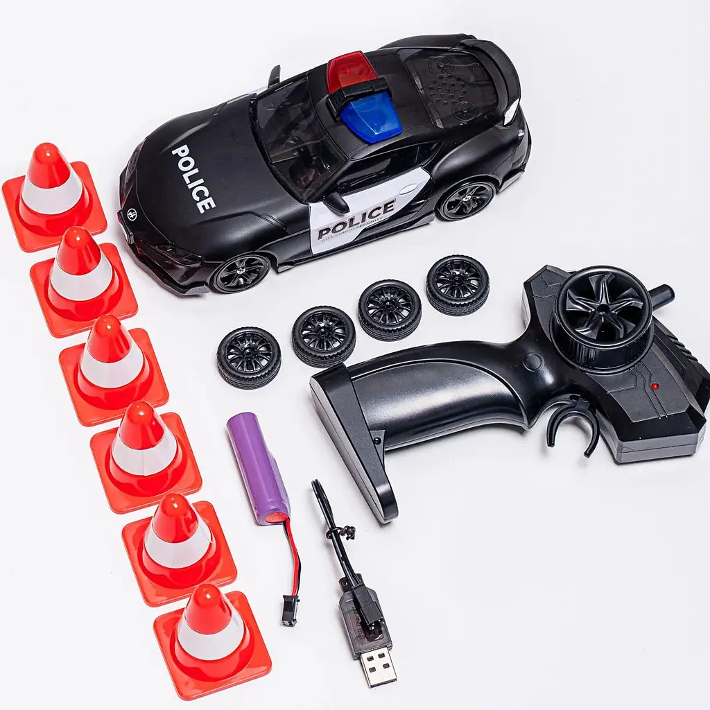 Дитяча радіокерована машина Toyota Supra MK5 поліція 1:24 4WD дрифт авто з сиреною підсвіткою та пультом - фото 6