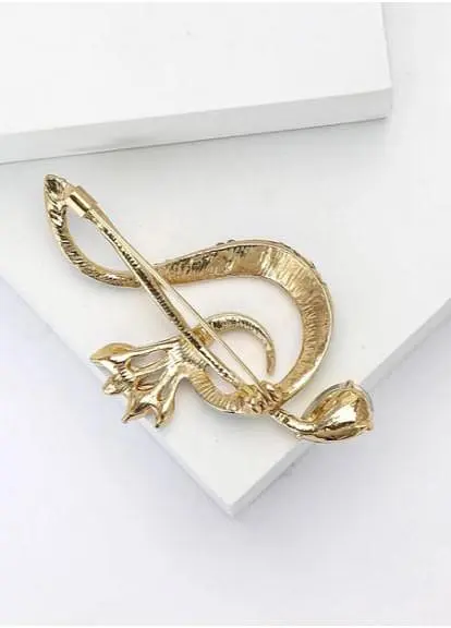 Брошь Скрипичный ключ брошь-булавка желто-голубая - фото 2