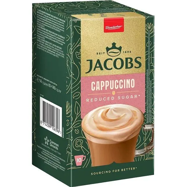 Кавовий напій Jacobs Unsweetened Cappuccino без цукру 14 г х 10 шт.