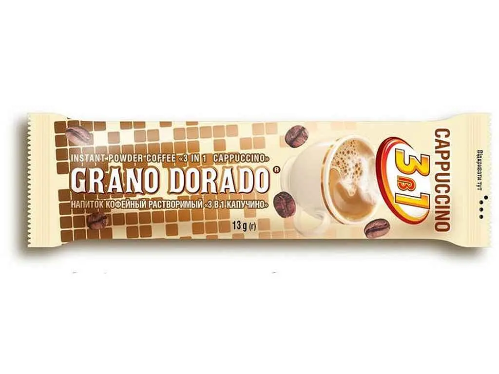 Кавовий напій Grano dorado 13г 3в1 Cappuccino Grano dorado, 20шт/уп