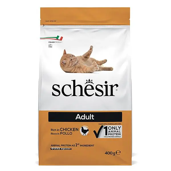 Сухий монопротеїновий корм для котів Schesir Cat Adult Chicken Шезір з куркою 400 г (ШКВК0.4)