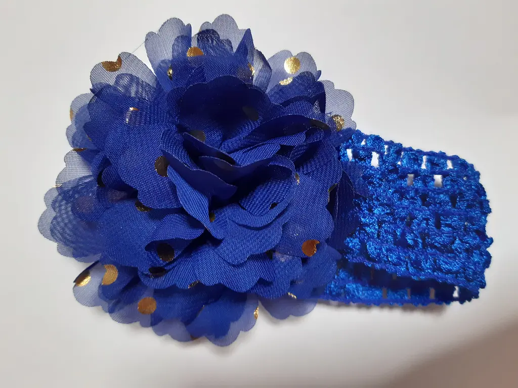 Пов'язка на голову дитяча синя - окружність голови 40-52 см діаметр квітки 9 см