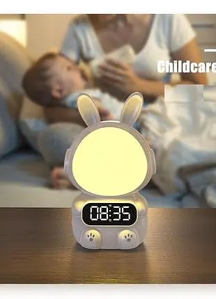 Дитячий годинник із будильником Кролик Rabbit clock with LIGHT WHITE - фото 2