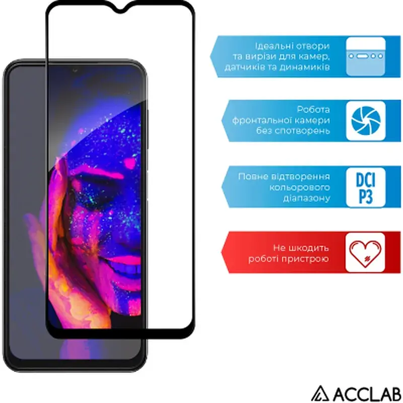 Скло захисне ACCLAB Full Glue Samsung A13 4G Black (1283126524219) - фото 5