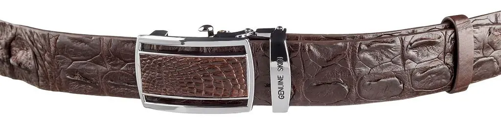 Ремінь-автомат з натуральної шкіри крокодила коричневий CROCODILE LEATHER 18240 120 см - фото 2