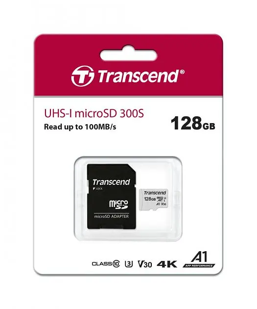 Карта пам'яті Transcend microSDXC 300S 128GB UHS-I (U3) + adapter SD (TS128GUSD300S-A) [38644] - фото 3