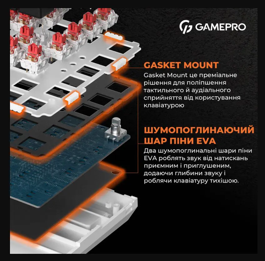 Клавіатура ігрова механічна GamePro MK-160 Red Swich Hot-Swap RGB White-Black - фото 9