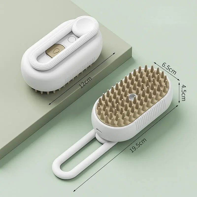 Парова щітка масажер з ручкою Steamy Brush, для сухого та вологого вичісування Білий - фото 10