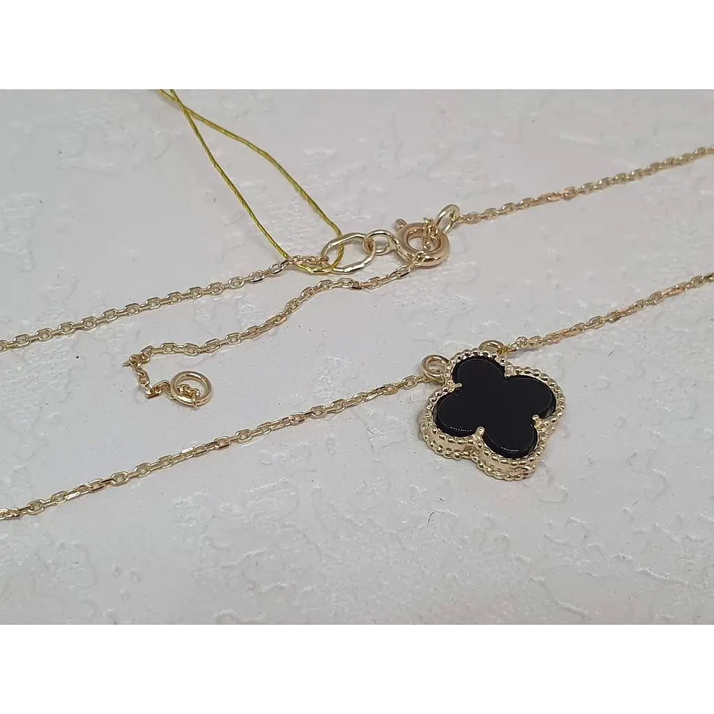 Золотое колье Платон Клевер с агатом. 2Н181/67Б 40 - фото 2