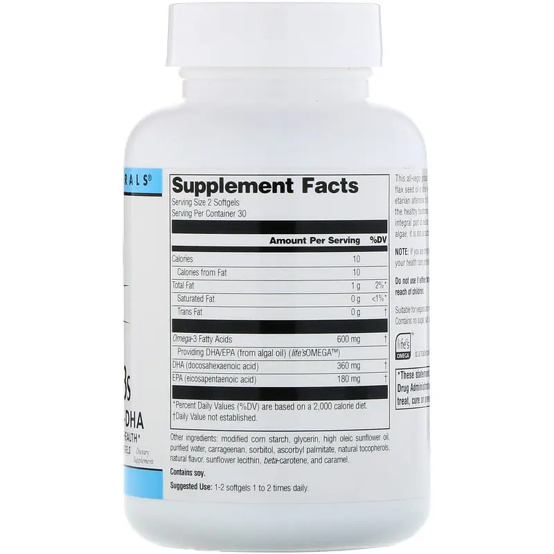 Жирні кислоти для веганів Source Naturals Омега-3 Omega-3S EPA-DHA 300 мг 60 капсул - фото 2