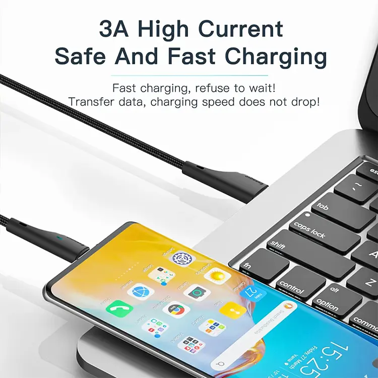 Зарядний кабель Rousseau чорний ESSAGER Fact charge micro USB 1метр 2.4A - фото 5