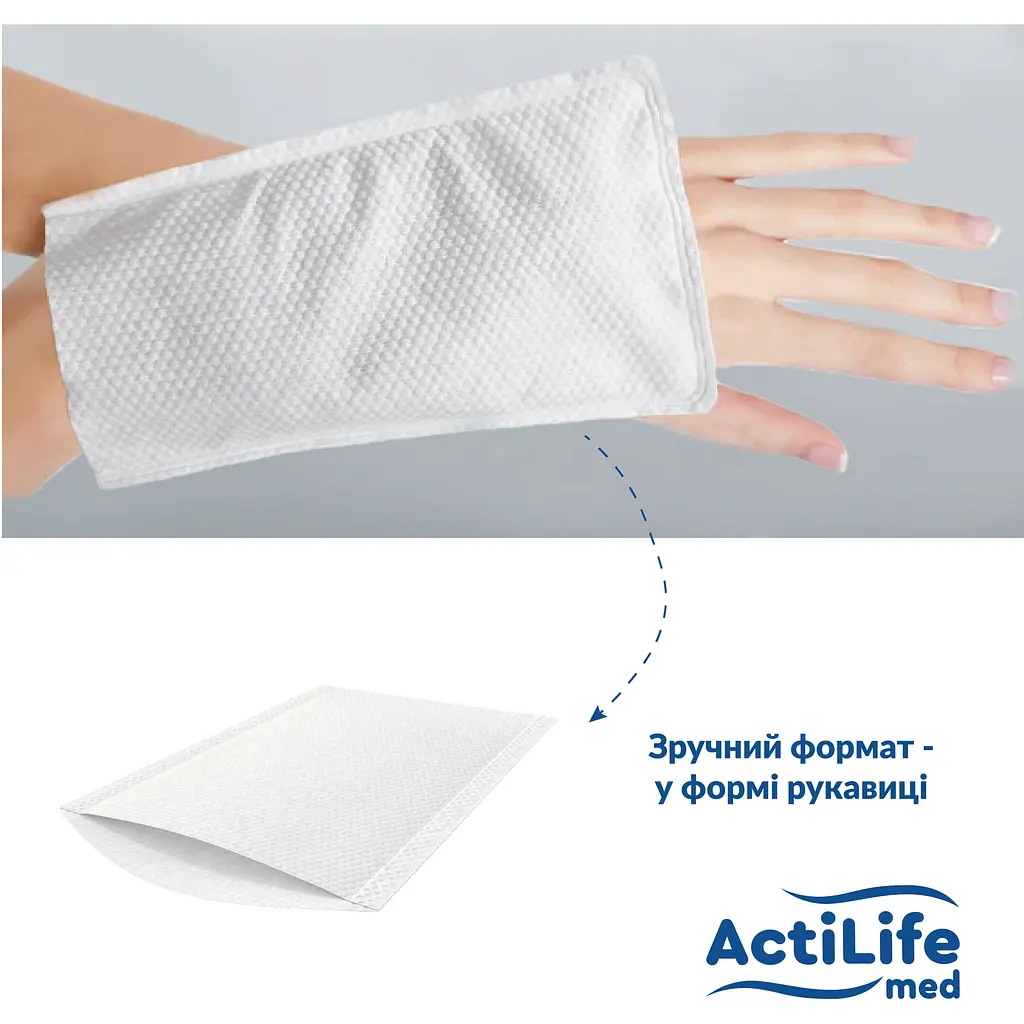 Гигиенические влажные салфетки-перчатки ActiLife Med Wet Bathing Gloves 20 шт. - фото 2
