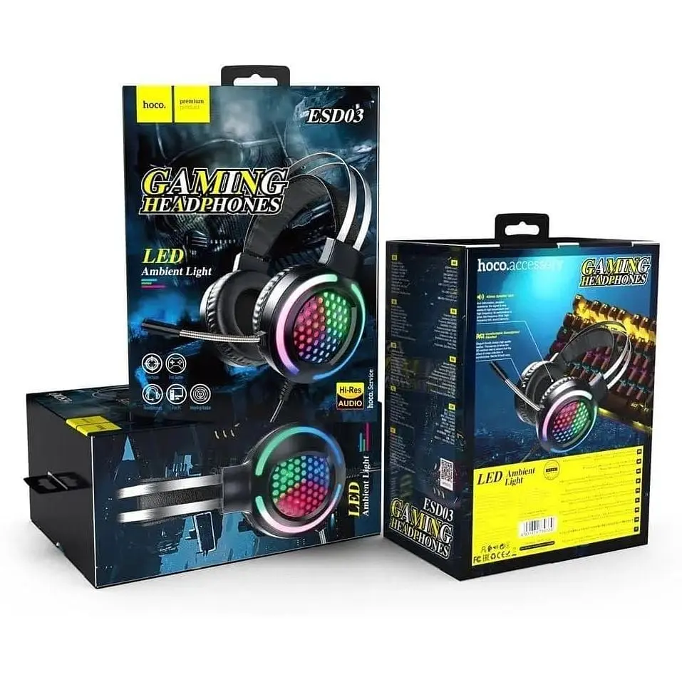 Ігрові навушники Hoco ESD03 Gaming Wired Headphones з LED-підсвічуванням - фото 3