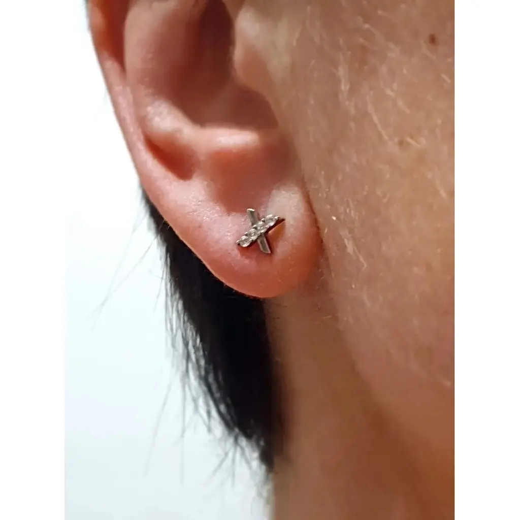 Серебряные серьги-пуссеты Aurora с фианитами. 82560Б - фото 2