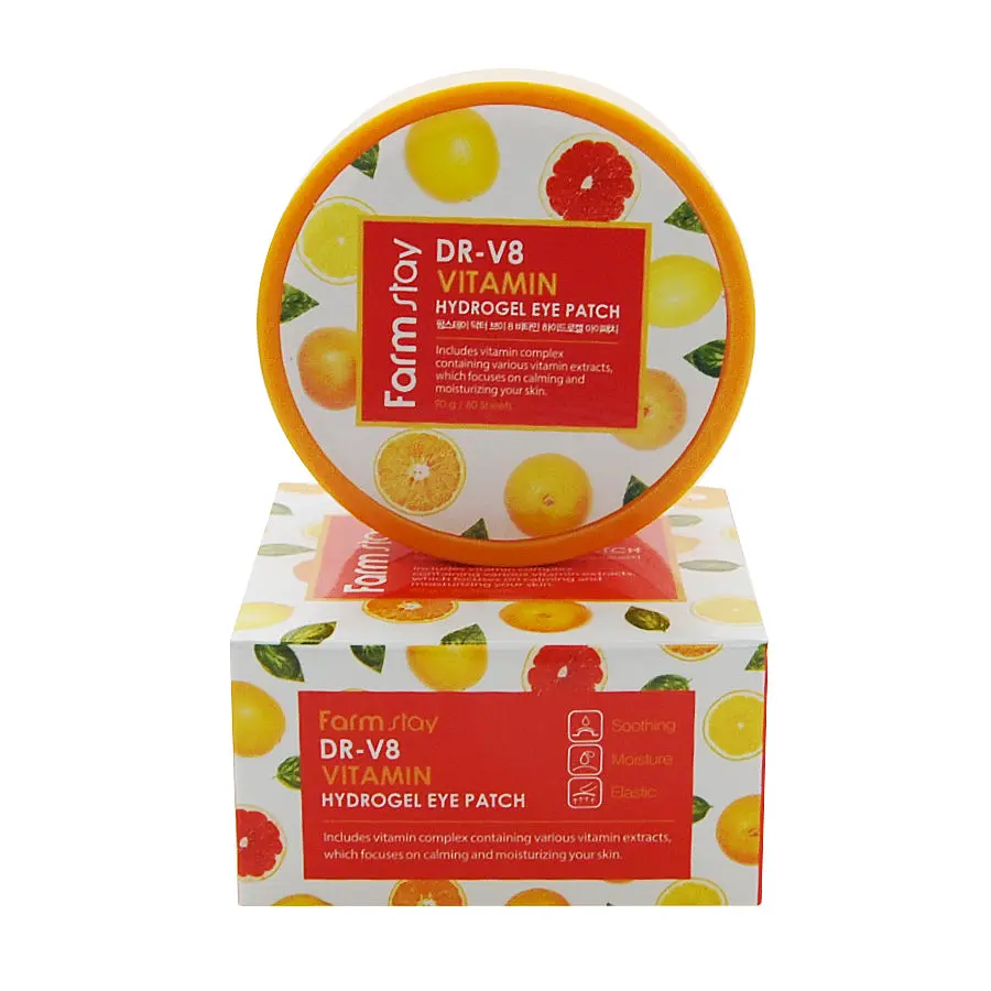 Антивозрастные витаминные патчи DR-V8 Vitamin Hydrogel Eye Patch FarmStay 60 шт - фото 2