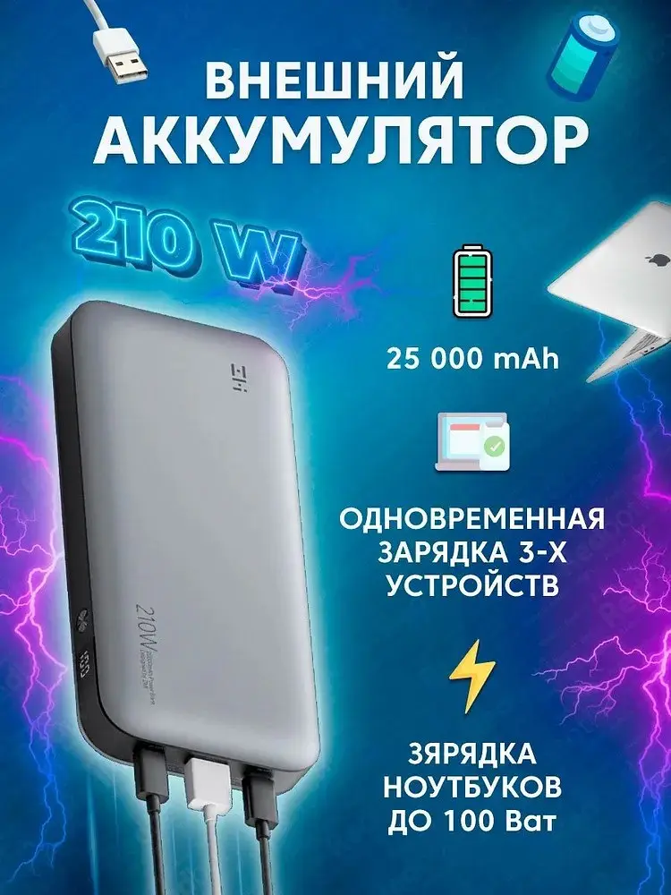 Power Bank ZMI No. 20 25000 mAh 200W (QB826) - фото 6