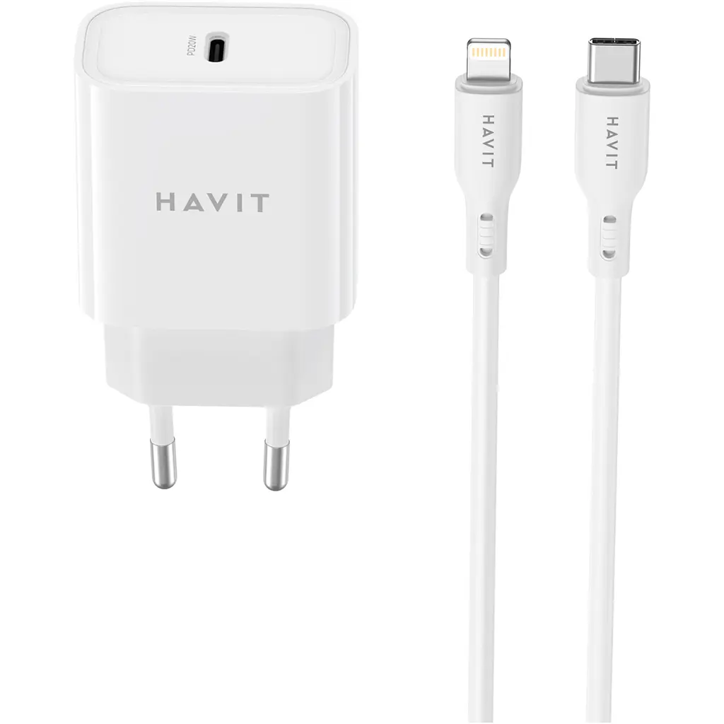 Зарядний пристрій HAVIT ST935 20W USB-C з кабелем USB-C - Lightning (HV-ST935-WH) - фото 2