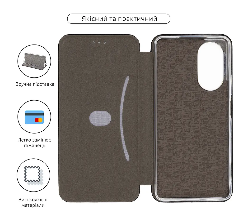Чехол-книжка для OPPO A58 4G, G-Case, черный, кожаный чехол-книга из экокожи (PU) и TPU, с магнитом, с подставкой и вместительным кардхолдером, противоударный, защита всего корпуса, ArmorStandart (ARM66480) - фото 3