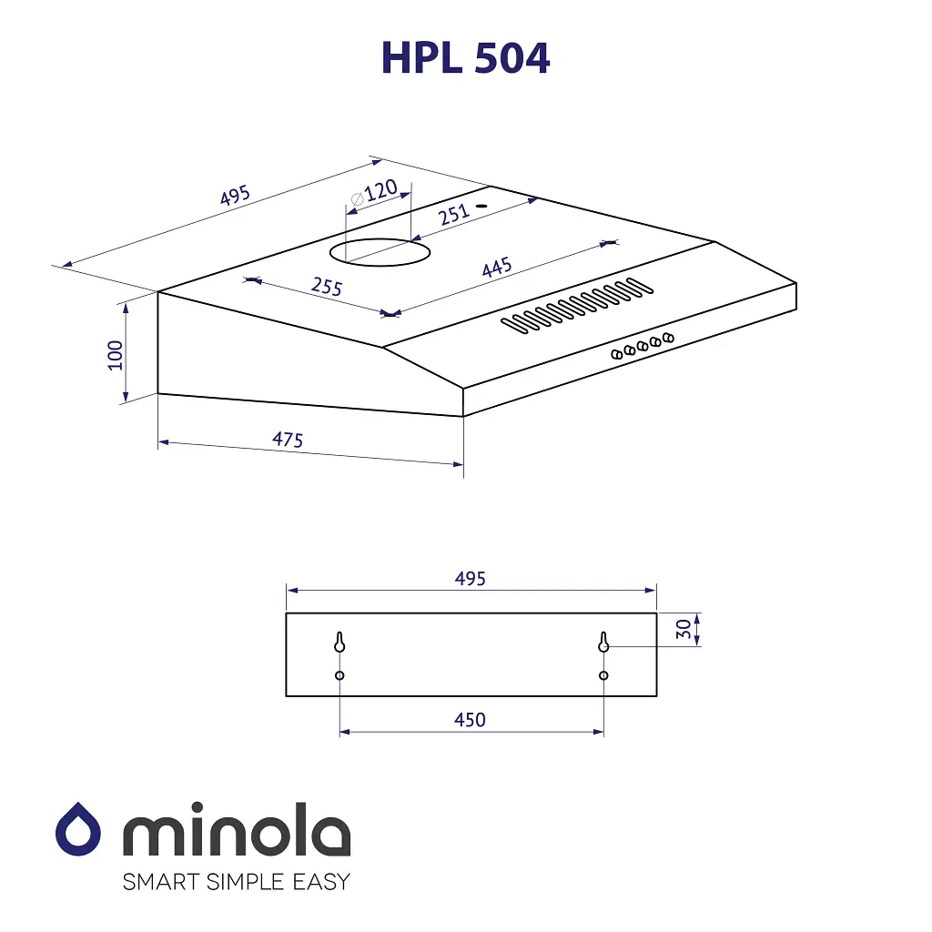 Вытяжка плоская Minola HPL 504 I - фото 9