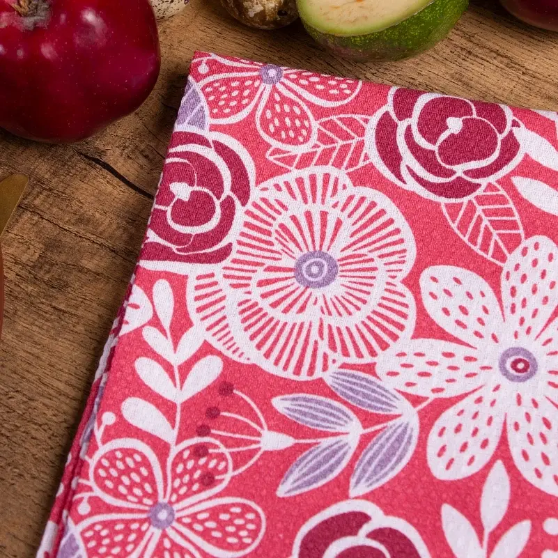 Полотенце вафельное MirSon №505 Waffle Red flowers 50х30 см (2200006723455) - фото 2