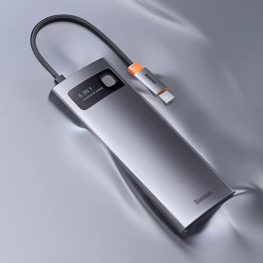 Хаб - док-станция Baseus WKWG030013 Metal Gleam Series 6-in-1 Type-C HUB Docking Station - фото 4