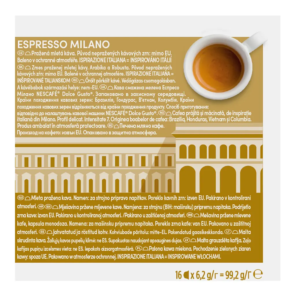 Кава в капсулах NESCAFE Dolce Gusto Espresso Milano 99.2 г (16 шт. по 6.2 г) - фото 8