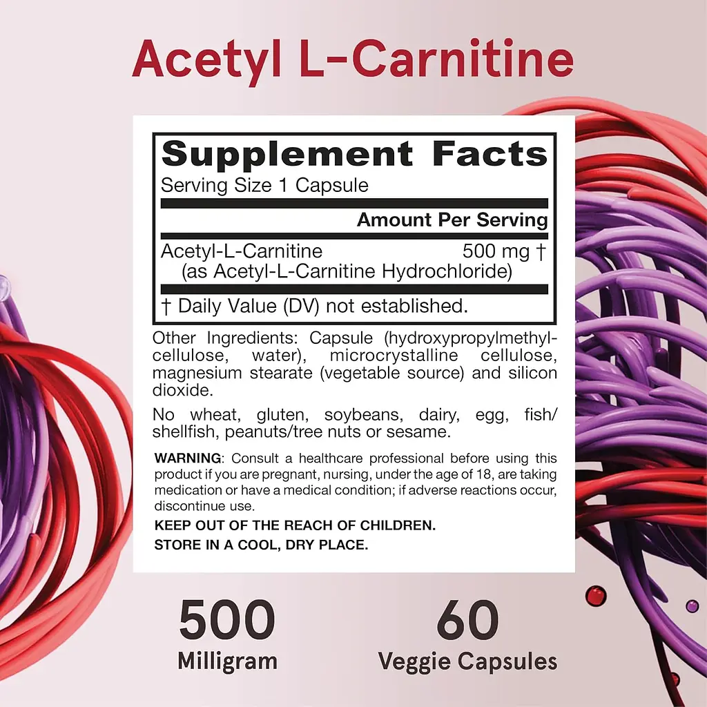 Ацетил L-карнітин Jarrow Formulas Acetyl L-Carnitine 500 мг 60 вегетаріанських капсул - фото 7