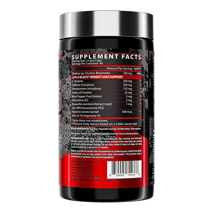 Жиросжигатель Nutrex Research Lipo-6 Black Extreme Potency, 120 капсул - фото 3