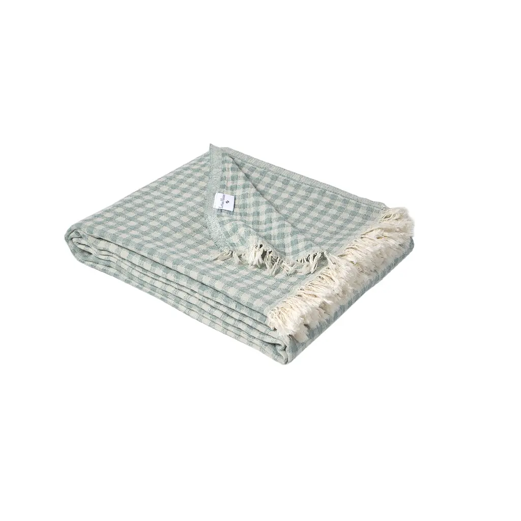 Покрывало Lotus Home - Checked Gingham зеленый 190x225 - фото 6